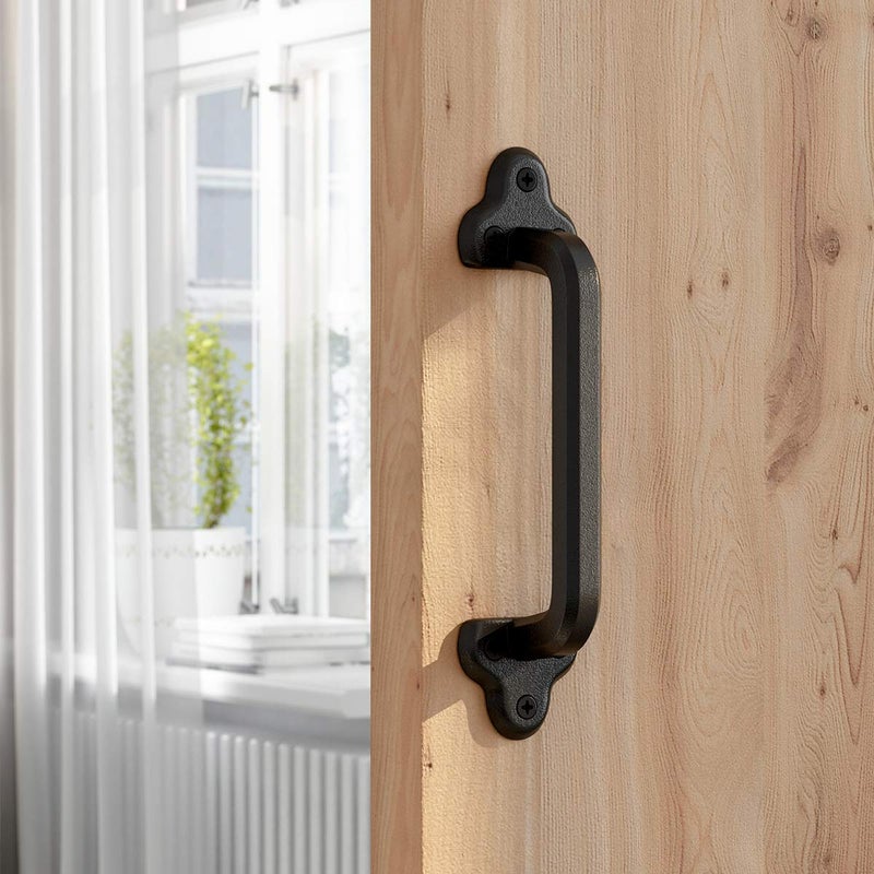 SMARTSTANDARD Heavy Duty 9" Antique Barn Door Handle, Large Rustic Retro Cast Iron Handle for Gates Garages Sheds Furniture, Black Powder Coated Finish, Square - Image 3